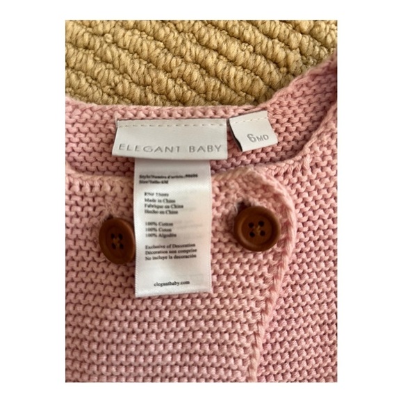 Elegant Baby Pale Pink Knit 6months Baby Cardigan - Picture 3 of 6